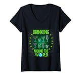 Womens Drinking Around The World Travel Around The World Drinker V-Neck T-Shirt