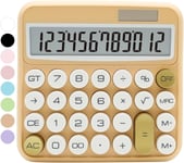 Calculatrice blanche, calculatrice standard beige à 12 chiffres avec grand écran LCD et gros boutons, accessoires de bureau en or blanc pour femme, jolie calculatrice pour bureau, école, maison