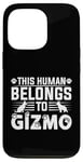 Coque pour iPhone 13 Pro Nom du chien Gizmo Cadeau personnalisé This Human Belongs To a Dog