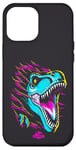 Coque pour iPhone 12 Pro Max Jurassic World Colorful Neon Iconic T-Rex Logo