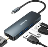 Hub 5 Ports Usb Type C,Adaptateur Macbook Air,Hub Usb C Vers Ports Usb 3.0,Hub Usb Type C Alimenté,Hub Usb 3.0 Windows,Hub Usb 3.0 Alimenté Type C,Pour Windows,Clavier,Imprimante