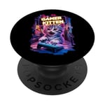 Gamer Kitten Cute Gaming Jeux vidéo Cat Lover PopSockets PopGrip Interchangeable