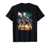 Werewolves Playing Basketball Under a Full Moon on Halloween T-Shirt