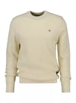 GANT Textured Cotton Crew Neck Jumper, Cream