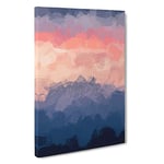 Big Box Art Swiss Mountain in Abstract Canvas Wall Art Framed Picture Print, 30 x 20 Inch (76 x 50 cm), Beige, Lavender, Grey, Blue, Blue