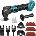 Outil Multifonction Oscillant Compatible avec Makita 18V Batterie,Outils Multifonctions Sans Fil à Moteur Sans Balais,6 Vitesses Variables,23 Accessoires pour Découpage Grattage Ponçage Polis.[W607]