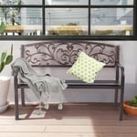 DREAMADE Banc de Jardin en Acier et Fonte Banquette de Jardin 2 à 3 Places, Banc d’Extérieur pour Parc Terrasse Balcon, 126X60X85CM