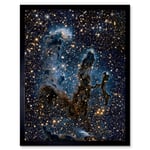 Hubble Space Telescope Image The Pillars Of Creation Blue Haze Near Infrared View Of Eagle Nebula Light Silhouettes Of Stars Dust And Gas Art Print Fr