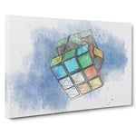 Big Box Art The Rubik Cube in Abstract Canvas Wall Art Framed Picture Print, 30 x 20 Inch (76 x 50 cm), White, Blue, Grey, Olive, Green