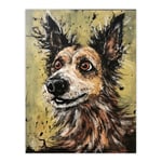 Daisy Hears The Door Artwork Fun Dog Painting By Tom Jones Unframed Wall Art Print Poster Home Decor Premium