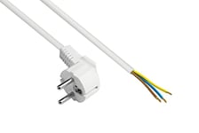 Good Connections Câble d'alimentation P0185-W030-3 m - Fiche Type E+F (CEE 7/7, coudé) aux extrémités dénudées - 1,00 mm² - Blanc