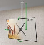 Support de Plafond pour téléviseur Blanc de 97 cm de Long, Mouvement Complet de 13 à 65"", Support d'écran Plat/incurvé à 3 mouvements, Peut Supporter jusqu'à 40 kg, réglage télescopique