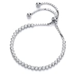 Silver  CZ Tennis Eternity Adjustable Toggle Slider Bracelet 3mm - GVB255RH