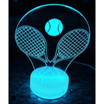 WJ 3D Tennis Nattlampa Illusion 7 Färgförändrande Touch Switch Bordslampa Dekorationslampor Present med Akryl Platt ABS Bas USB-kabel Leksak