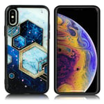 Apple Marble iPhone Xs Max kuoret - Siniset timantit ja tähdet Tummansininen