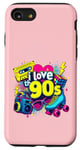 Coque pour iPhone SE (2020) / 7 / 8 Chemise « I Love The 90s » pour homme et femme, costume de fête vintage des années 90