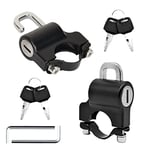 2Pcs Serrure de Casque de Moto Antivol de Casque de Sécurité Universel Cadenas de Guidon avec 4 Clés pour Moto Vélo Scooter, 22-28mm (Noir)