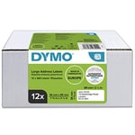 DYMO Authentic LabelWriter Large Address Labels | 36mm x 89mm | 12 Rolls of 130 Easy-Peel labels (1,560 Count) | Self-Adhesive | for LabelWriter Label Makers