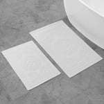 Jean Pierre New York Coton Stonewash Médaillon Tapis de Bain, Blanc, 17x24/20x32 in. Set