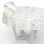 ANRO Nappe en Toile cirée, Lavable, pour Table de Jardin, extérieur et intérieur, Ronde, 140 cm, Bord coupé, Pointes