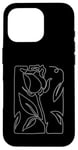 Coque pour iPhone 16 Pro Rose Fleur Abstraite Dessin Minimaliste one Line Art