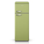 SWAN SR11010GNE Retro Free Standing Top Mounted 70/30 Split Fridge Freezer with Energy Class E, 3 Adjustable Shelves, Fast Freeze, Green