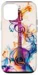 Coque pour iPhone 12/12 Pro Guitare ethnique vintage violette avec motif fumé coloré