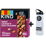 Kind Protein Bars Salted Caramel Dark Choc 12 x 40G + ON Water Bottle DATE 04/22