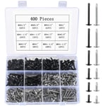 Kit de Vis Autotaraudeuses en Acier Inoxydable, Assortiment de Vis Autoperceuses, Vis à Tôle, Tailles de 4,2 mm x 13/16/19/25/32/38 mm(M3 M4 M5 400pièces)