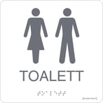 Taktil skylt "Toalett Dam/Herr" Vit