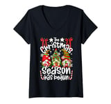 Womens Christmas Season Has Begun For Women Family Christmas Gnome V-Neck T-Shirt