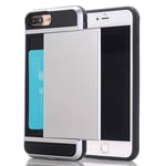 iPhone 8 Plus / 7 Plus - Armor Hybrid cover med Kortholder - Sølv