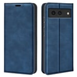 Google Pixel 8a Fodral Stötsäkert telefonfodral Skin-Touch PU Läder Flip Cover - Blå