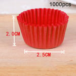 1000 STK 25x20 mm Cake Cupcake Liner Bakning Muffinsplåt Form red