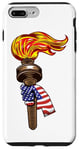 Coque pour iPhone 7 Plus/8 Plus Drapeau américain et torche 4 juillet patriotique américain