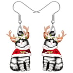 WEVENI Cute Acrylique NoëL Chat Boucles d'oreilles Pendentif Charms Chat Animaux Bijoux pour Femme Filles Cadeau DéCoration (Chat G)