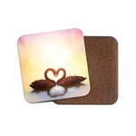 Cute Young Swan Couple Coaster - Love Birds Heart Valentines Wife Gift #14632