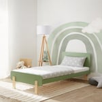 Cadre de lit en bois 90x200 enfant simple vert sommier à lattes pin Homestyle4u