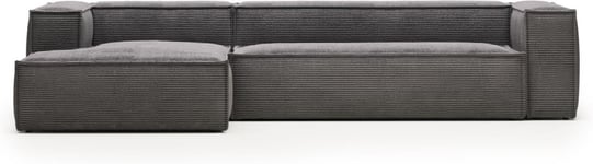 Blok, Chaiselong sofa, Venstrevendt, grå, H69x330x174 cm, fløjl