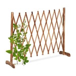 Relaxdays Wooden Trellis, Extendable up to 275cm, Aid for Climbing Plants, Free Standing Scissor Grille, Garden, Natural, Wood, 90 x 275 x 28 cm