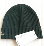 Genuine LACOSTE Green 100% Wool BEANIE Hat Unisex Vert Tags RB4162 00 YZP Lac1