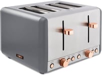 Tower T20051RGG 1800W Cavaletto 4Slice Toaster, S/Steel, Grey & Rose Gold