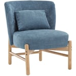 Wahson Office Chairs - Moderne Fauteuil de Salon avec Pied Bois Fauteuil Chambre en Chenille avec Assise Épais Fauteuil Relax pour Salon, Bleu