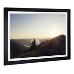 Big Box Art Framed Print of Landscape Dawn Forest Design | Wall Art Picture | Home Decor for Kitchen, Living, Dining Room, Lounge, Bedroom, Hallway, Office, Black, A2 / 24.5x18 Inch / 62x45cm