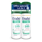 ETIAXIL - Déodorant Végétal Certifié BIO Parfum Lotus 24H Aisselles Adapté aux peaux sensibles Spray 100ml Lot de 2 Liquide 200 ml