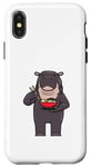 Coque pour iPhone X/XS Hippopotame mangeant des nouilles Ramen Animaux sauvages