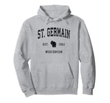 St. Germain Wisconsin WI Vintage Athletic Black Sports Desig Pullover Hoodie