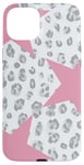 Coque pour iPhone 15 Plus Léopard blanc gris guépard mignon étoile rose pour fille femme