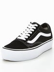 Vans Womens Old Skool Platform Trainers - Black/White, Black/White, Size 3, Women