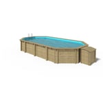 Piscine de jardin en bois - 8,57x4,57 x H.1,31 m - avec filtration et coffre de filtration - Vert